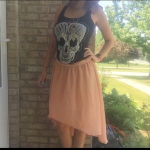 Champagne Pink Sheer Flowy High-Low Skirt